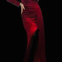 لباس مجلسی مخمل زرشکی ژورنالی