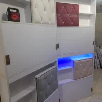 تخت ۱ نفره چراغدار پارچه ای جلو پارچه|تخت و سرویس خواب|رامهرمز, |دیوار