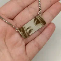 گردنبند استیل نقره ای با حکاکی طرح چشم دلخواه شما