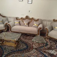 مبل شزلون قلبی ۸ نفره در حد جهیزیه با میز و گلمیز|مبلمان خانگی و میز عسلی|شیراز, حافظیه|دیوار