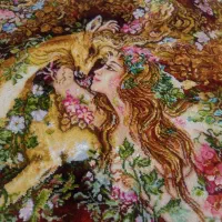 تابلو فرش دستباف بوسه آهو