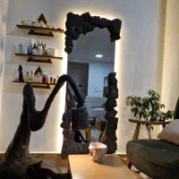 ست آینه چراغدار قدی و آباژور پاپیه ماشه