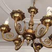 دو عدد لوستر برنز قدیمی سنگین سیاه قلم|لوستر و چراغ آویز|تبریز, |دیوار