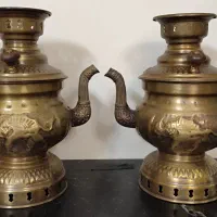 دو عدد سماور زغالی برنجی (کتری شکاری)