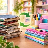 تعویض دفتر و کتاب کهنه با لوازم تحریر نو