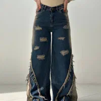 شلوار جین فول بگ دمپا ریش