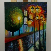 شب های بارانی (رنگ روغن)