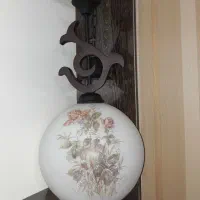 لوستر چراغ آویز چوبی حباب نقاشی دار خارجی