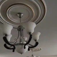 یک جفت لوستر ۵ شاخه استیل و چوب