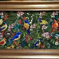 تابوفرش دستبافت/تابلو فرش  باغ بلبل سایز بزرگ