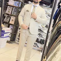 کت شلوار اسلیم فیت کرمی\ بهنام پلیس\