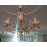 دو لوستر سفید با رگه طلایی ۶ شاخه (۱۲شاخه)|لوستر و چراغ آویز|تهران, دانشگاه شریف|دیوار