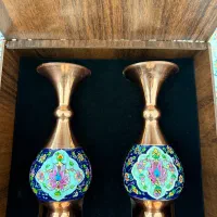 گلدان مسی میناکاری