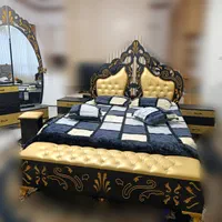 سرویس خواب دونفره مشکی طلایی تمام ام دی اف|تخت و سرویس خواب|یاسوج, |دیوار
