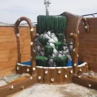 اجرای نمای طرح چوب آلاچیق آبنما کباب پز نرده ..