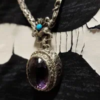 گردنبند نقره با سنگ آمیتیس