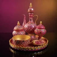 ست حنابندان سفالی صورتی