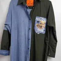 شومیز مانتویی،دکمه دار، دو رنگ ،فری سایز ،در حدنو