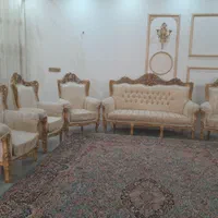 مبل سلطنتی چوب گردو پارچه نو رنگ سندبلاس