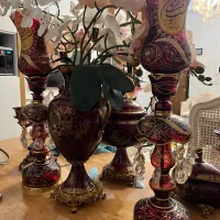 دو عدد لاله شمعدانی زرشکی مزیین به اسما متبرکه