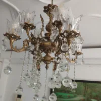 لوستر برنج ۴ شاخه دوبل|لوستر و چراغ آویز|رشت, علی آباد|دیوار