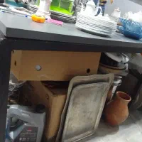 میز کار پایه فلزی  میز چوبی