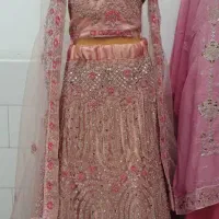 لباس هندی گلبه ای کارسنگ وآینه کاری