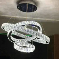 لوستر کریستالی سه حلقه کد۱ /باکنترل/ به چک صیادی|لوستر و چراغ آویز|اردبیل, |دیوار