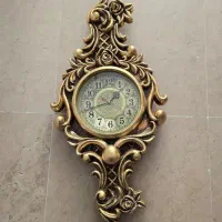 ساعت دیواری چوبی ورق طلا