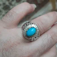 انگشتر فیروزه عجمی نیشابور کهنه،رکاب نقره تمام دست|بدلیجات|مشهد, هدایت|دیوار