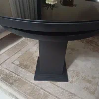 خاطره میز ونهارخوری قطر ۹۰ باشیشه دودی ۶میل