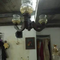 لوستر چوبی سه شاخه همراه یک عدد دیوار کوب ست