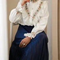 شومیز سوزن دوزی پرنسسی وارداتی