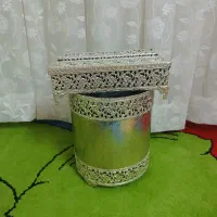ست سطل آشغال و جا دستمال کاغذی فلزی