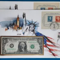 ۱ دلاری سال ۱۹۸۵ به همراه تمبر و پک اورجینال