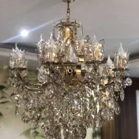 لوستر۶شاخه دوبل بدنه برنج روکش آب طلا