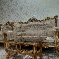 یک دست مبل۹نفره استیل به همراه بوفه و اینه کنسول|مبلمان خانگی و میز عسلی|ری, علایین|دیوار