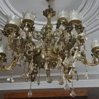 لوستر برنجی ۶شاخه ۱۲ شعله با دو عدد کناره در حدنو