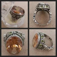 انگشترتوپازطلایی بامخراجکاری زبرجد