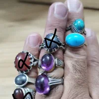 ۸عدد انگشتر نقره با نگین های مختلف