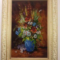 تابلو فرش گل و گلدان