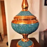 ظرف مسی فیروزه و مس درجه۱ شکلات خوری سوپر بزرگ