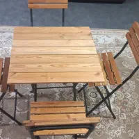 ۴ عدد صندلی و میز تاشو کاملا نو بدون استفاده چوب