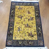 فرش تابلو فرش ابریشم ماشینی شکارگاه بافت قم نو|تابلو فرش|تهران, درختی|دیوار