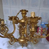 یک عدد لوستر شش شاخه طرح برنج رنگ ثابت|لوستر و چراغ آویز|چهاردانگه (تهران), |دیوار