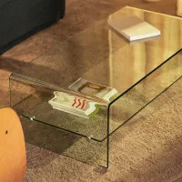 میز جلومبلی شیشه‌ای شلف‌دار - مدرن اما ارزان‌تر