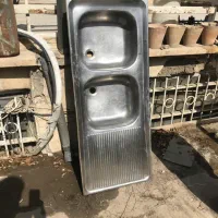 سینک روکار دو لگن راست  ( استیل)