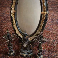 آینه شمعدان برنز همراه با میز
