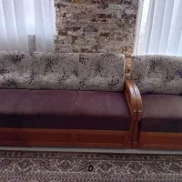 مبلمان هفت نفره چوب و پارچه