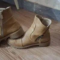 نیم بوت چرم زنانه طبیعی